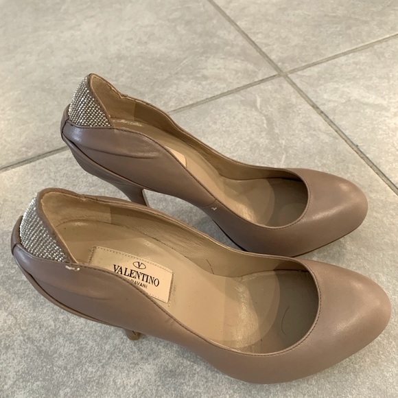 Valentino Garavani Shoes - Valentino Garavardi Heels Tan with Crystals